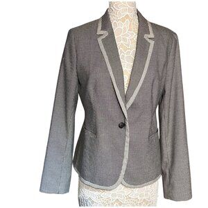 Banana Republic Women's Blazer Size 12 Black White Houndstooth One Button Jacket